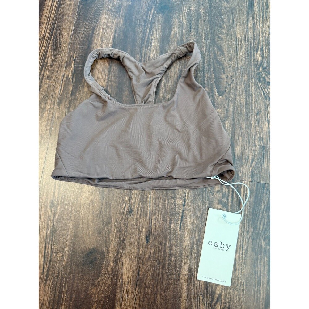 Esby brown swim top XS NWT USA
